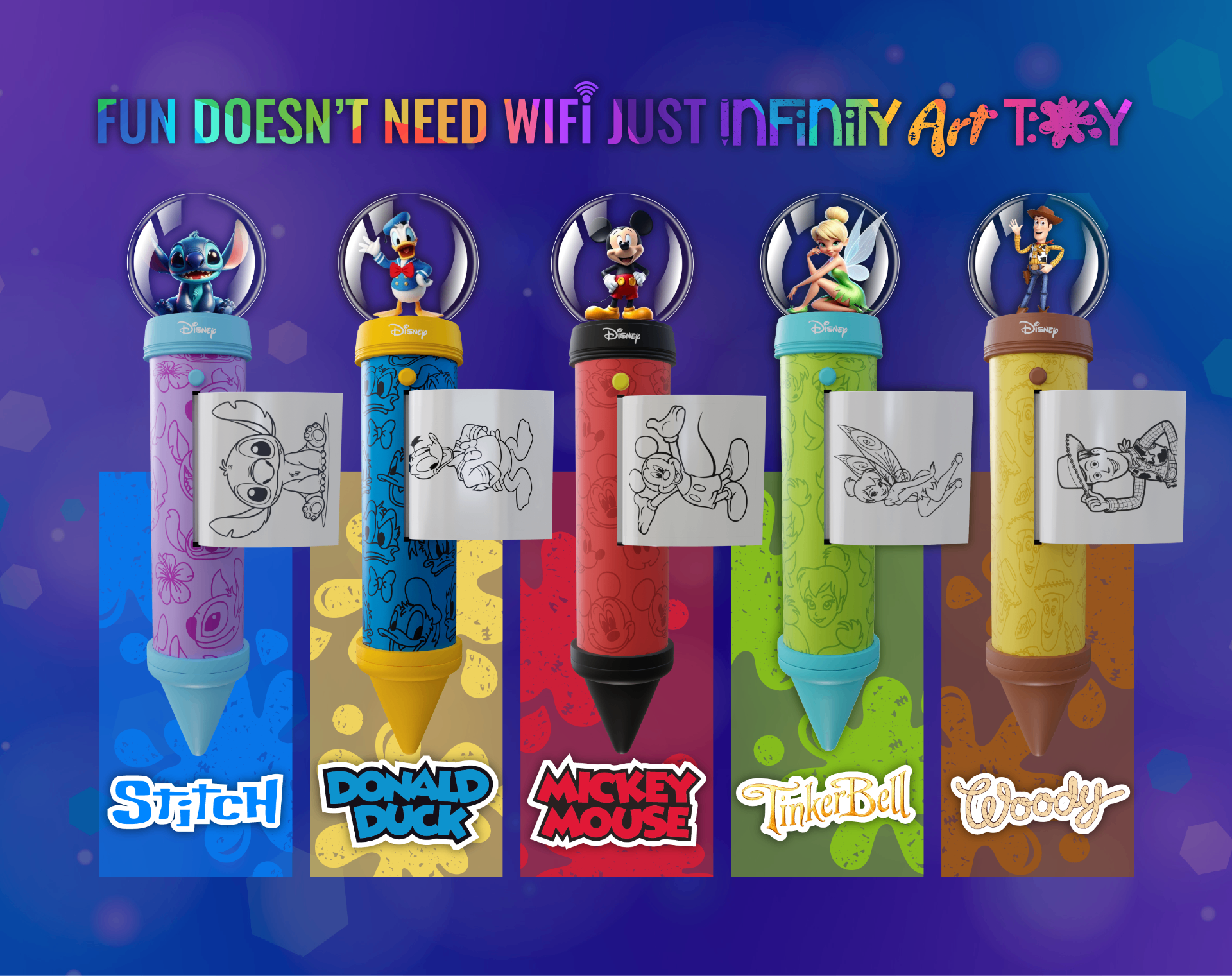 Infinity Art Toy collection — all 5 Disney crayons together